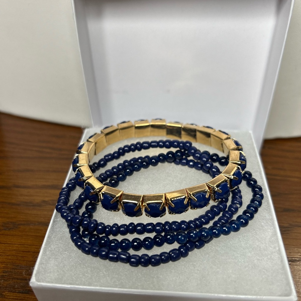 Elegant Gold and Blue Bracelet Set